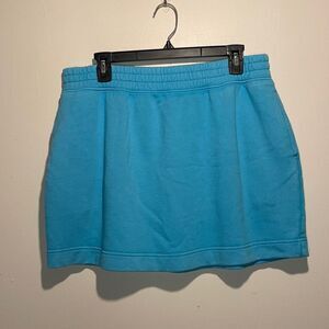 Aerie- Teal Blue Vibrant Mini Skirt Cotton Elastic Waist Pockets- Size Large